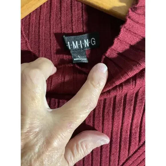 Timing Ribbed Sweater Bodycon dress  Burgundy Large - Picture 4 of 6